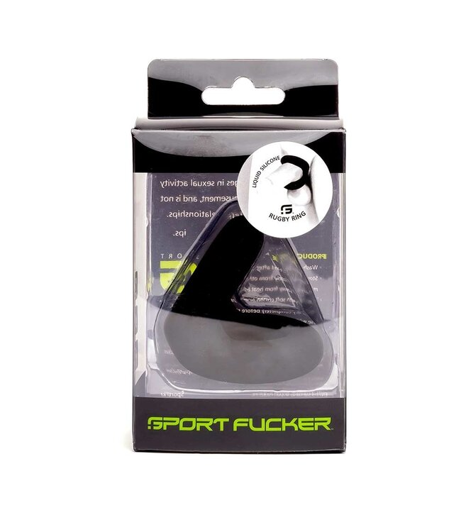Sport Fucker Durable Black Liquid Silicone Rugby Cock Ring for Comfort & Versatility