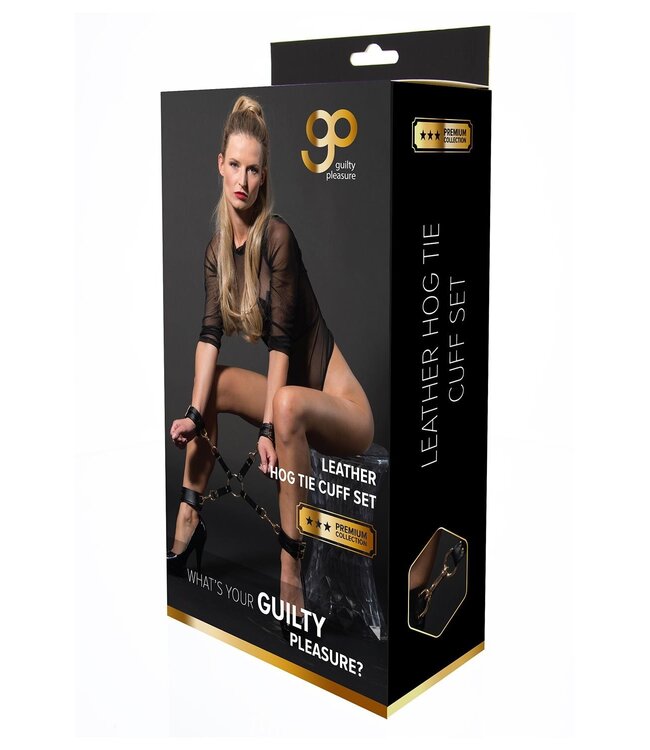 Premium Hog Tie Set aus veganem Leder mit goldfarbenen Akzenten