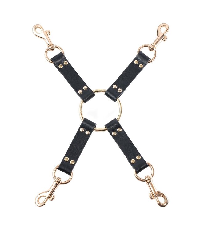 Premium Hog Tie Set aus veganem Leder mit goldfarbenen Akzenten