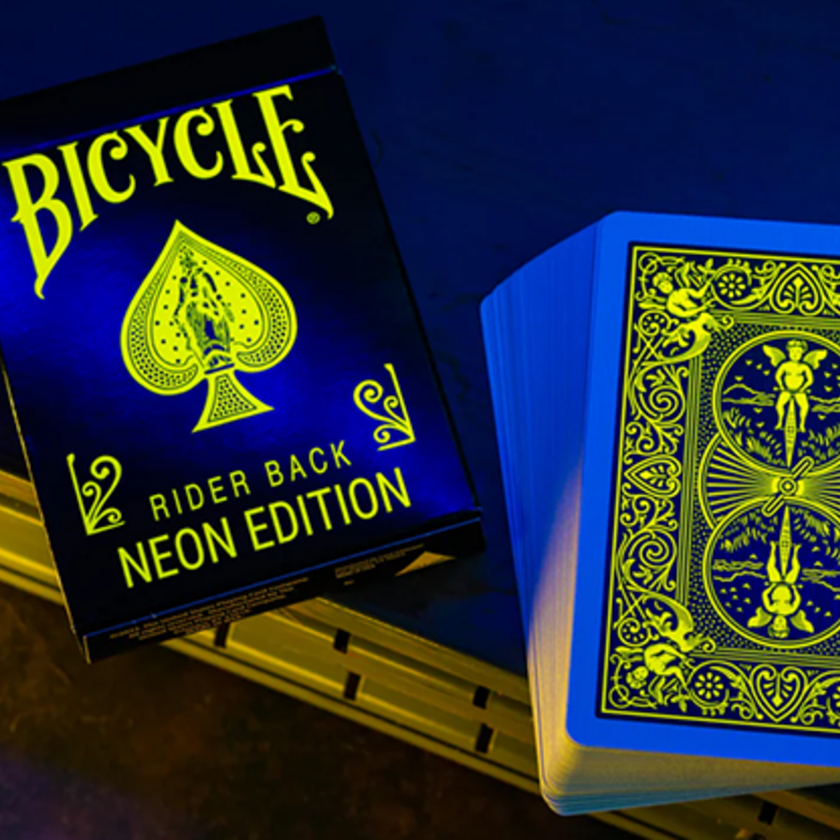 Bicycle Bicycle Neon Rider Back Yellow-Starburst Deck Playing Cards
