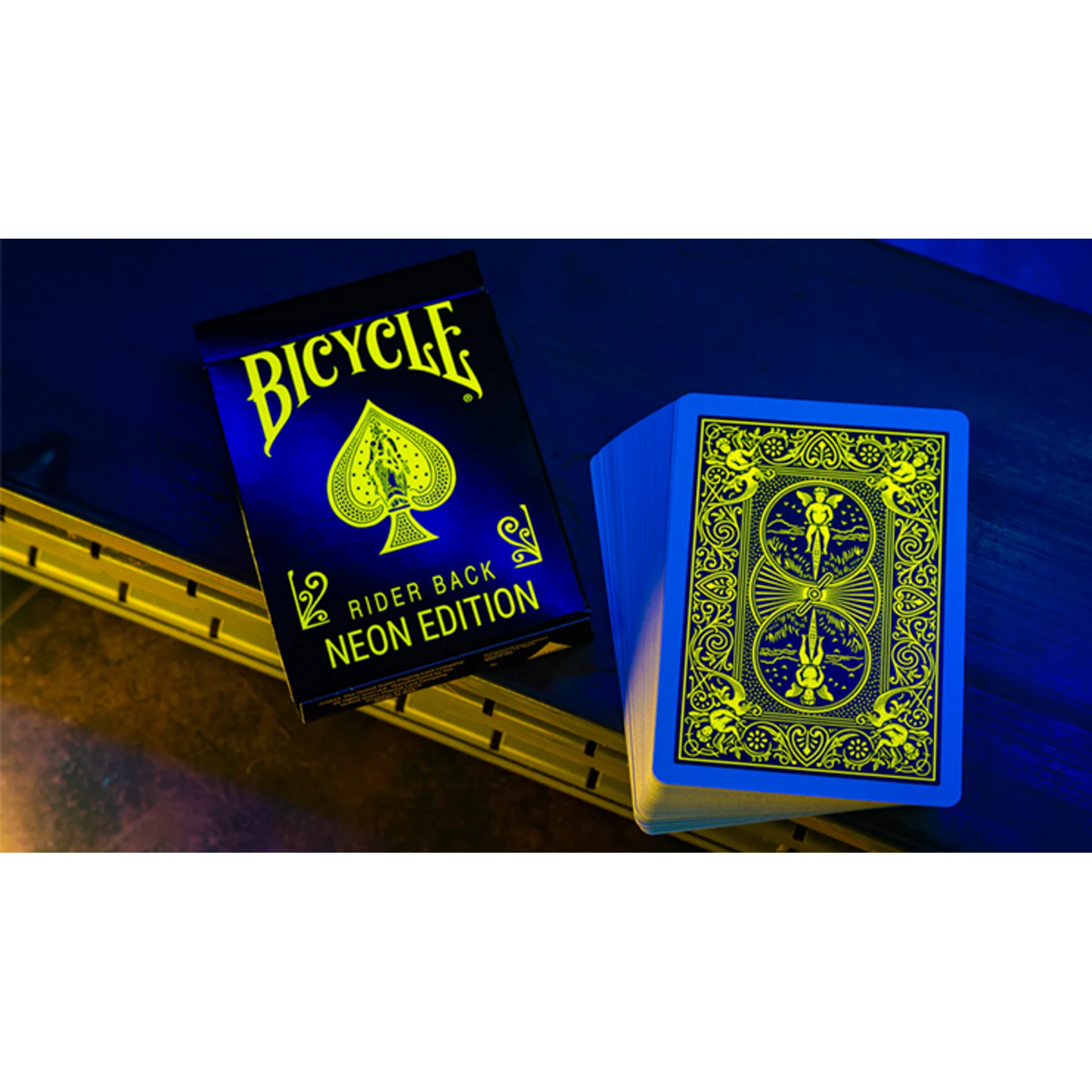 Bicycle Bicycle Neon Rider Back Yellow-Starburst Deck Playing Cards
