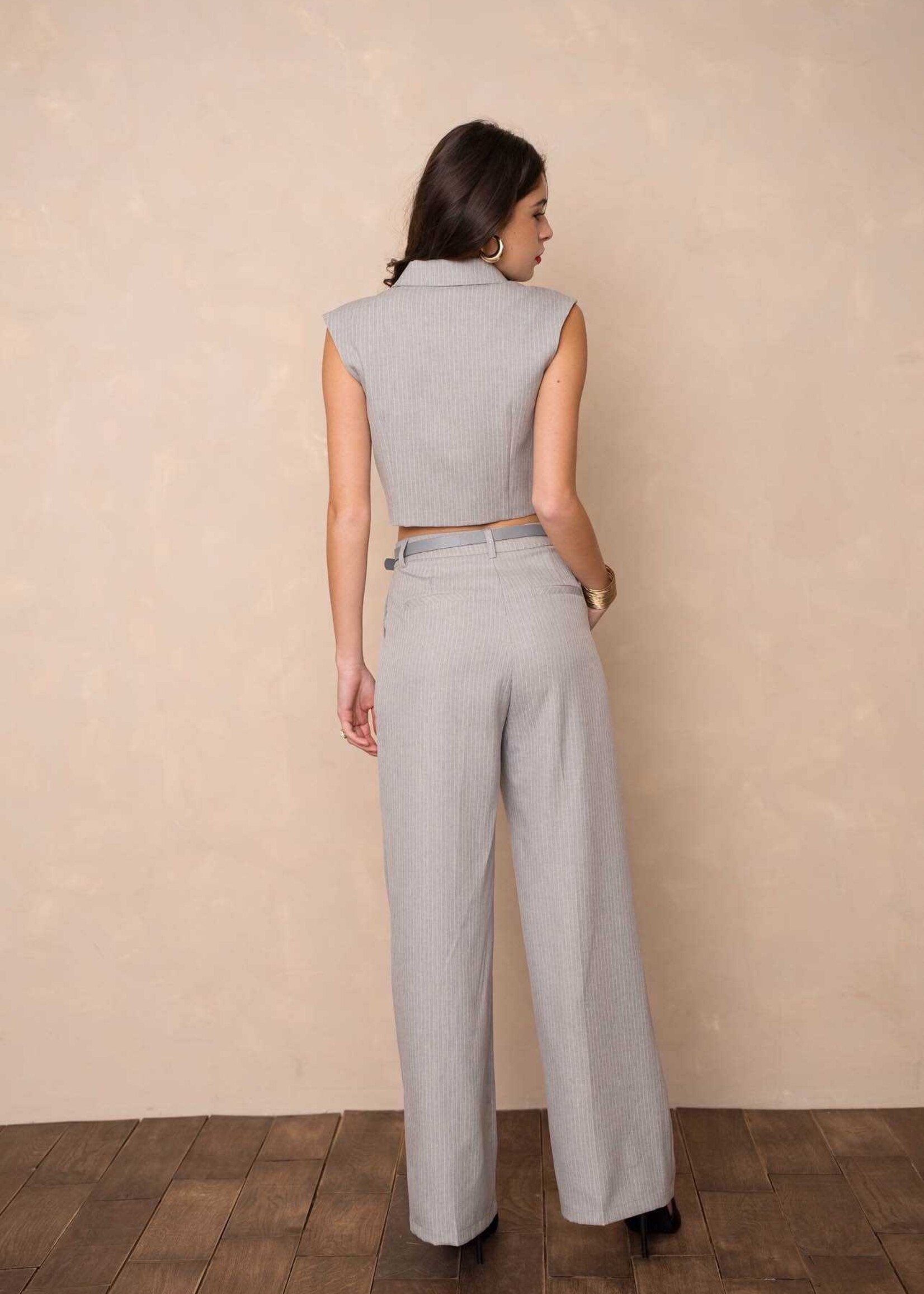 Gilet light grey stripe V331