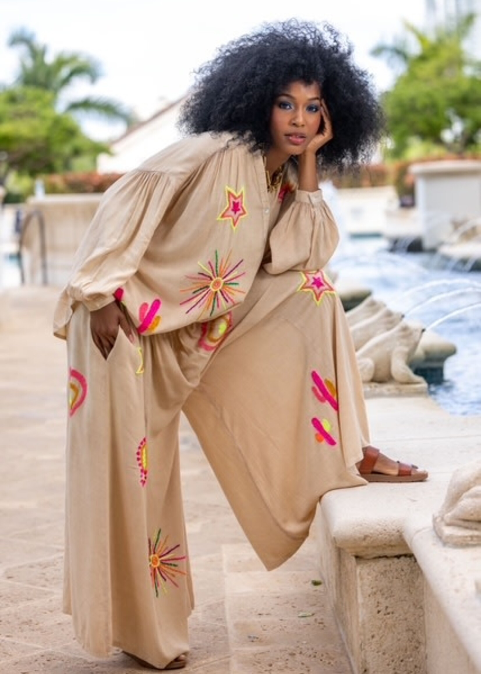 Ibiza Blouse Helena Gold & Silver (beige)