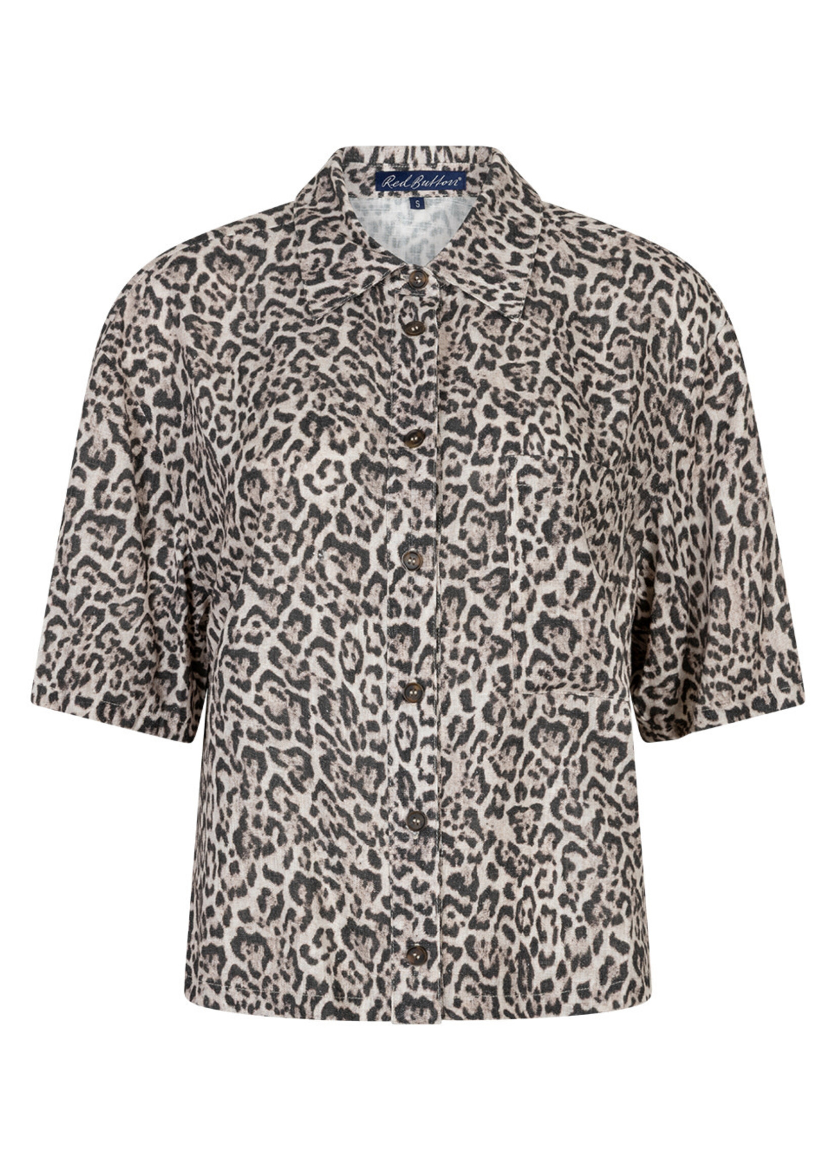 KLEDING RED BUTTON S 2026 SRB4864 Nora |Blouse Linnen Leopard Red Button