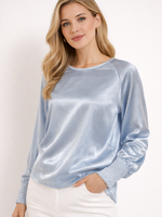 CASH & CARRY  KLEDING 2026 Jan-mei Blouse Satinlook Light Blue Elsa
