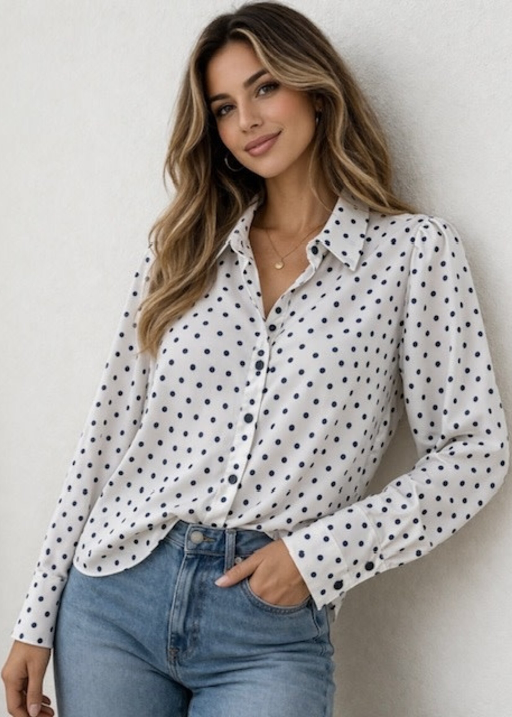 KLEDING ELVIRA S2026 Blouse Froukje  Blue Dots Elvira Collecties
