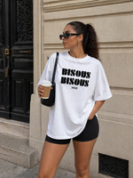 CASH & CARRY  KLEDING 2026 Jan-mei T shirt Bisous Bisous (zwart wit)
