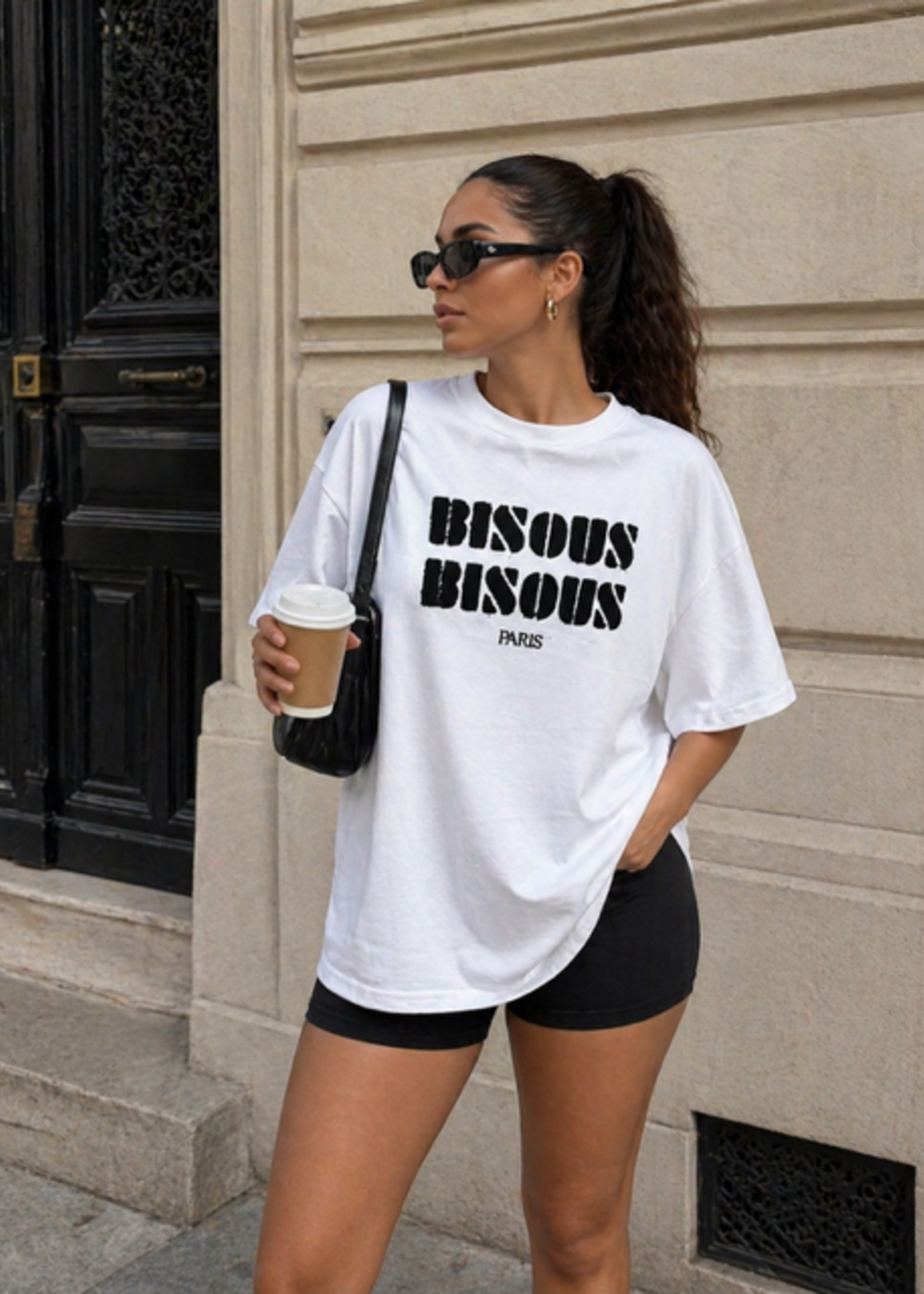 CASH & CARRY  KLEDING 2026 Jan-mei T shirt Bisous Bisous (zwart wit)