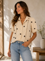 INKOOP VOORJAAR/ZOMER  2026 Blouse M&G choco bloem