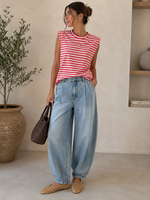 INKOOP VOORJAAR/ZOMER  2026 3370 Evy T-shirt Stripe Met Schoudervulling