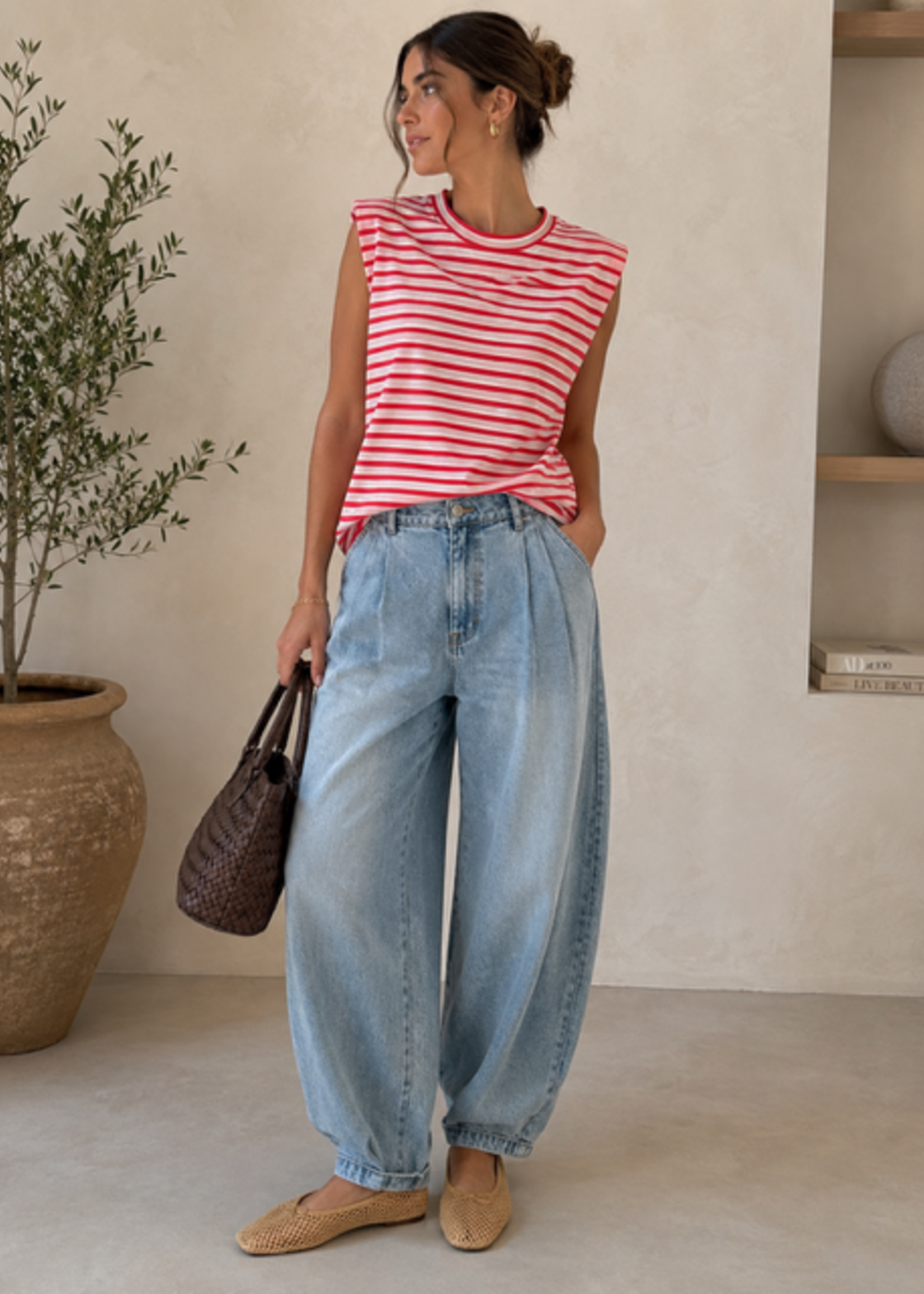 INKOOP VOORJAAR/ZOMER  2026 3370 Evy T-shirt Stripe Met Schoudervulling