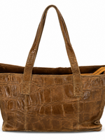 TASSEN/RIEMEN/ 2026 Kroko printed Lederenbag cognac