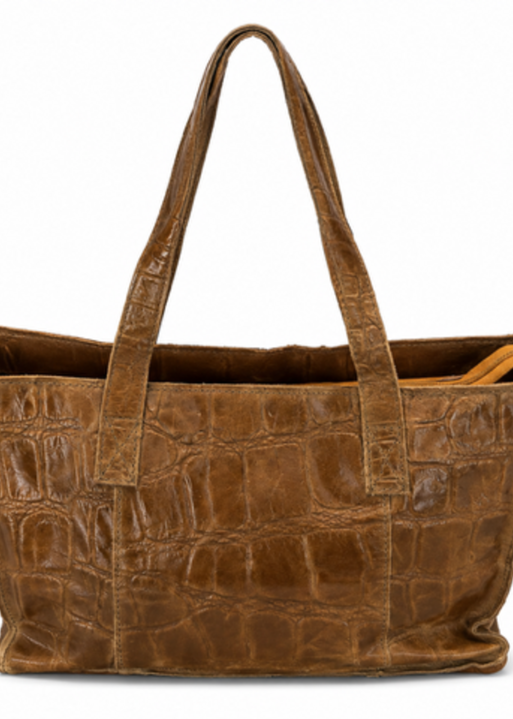TASSEN/RIEMEN/ 2026 Kroko printed Lederenbag cognac