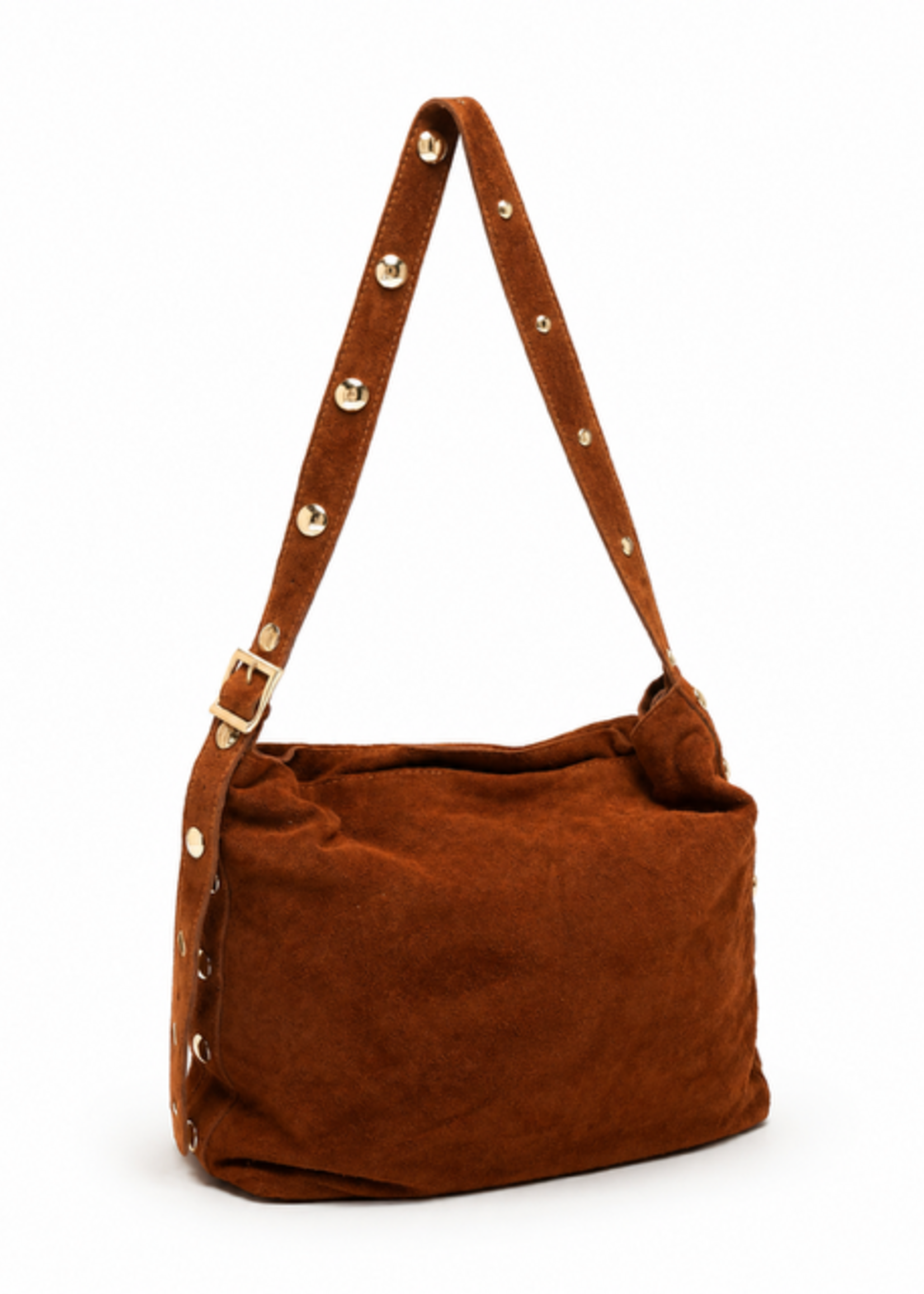 TASSEN/RIEMEN/ 2026 Studsbag Cognac suede Lara