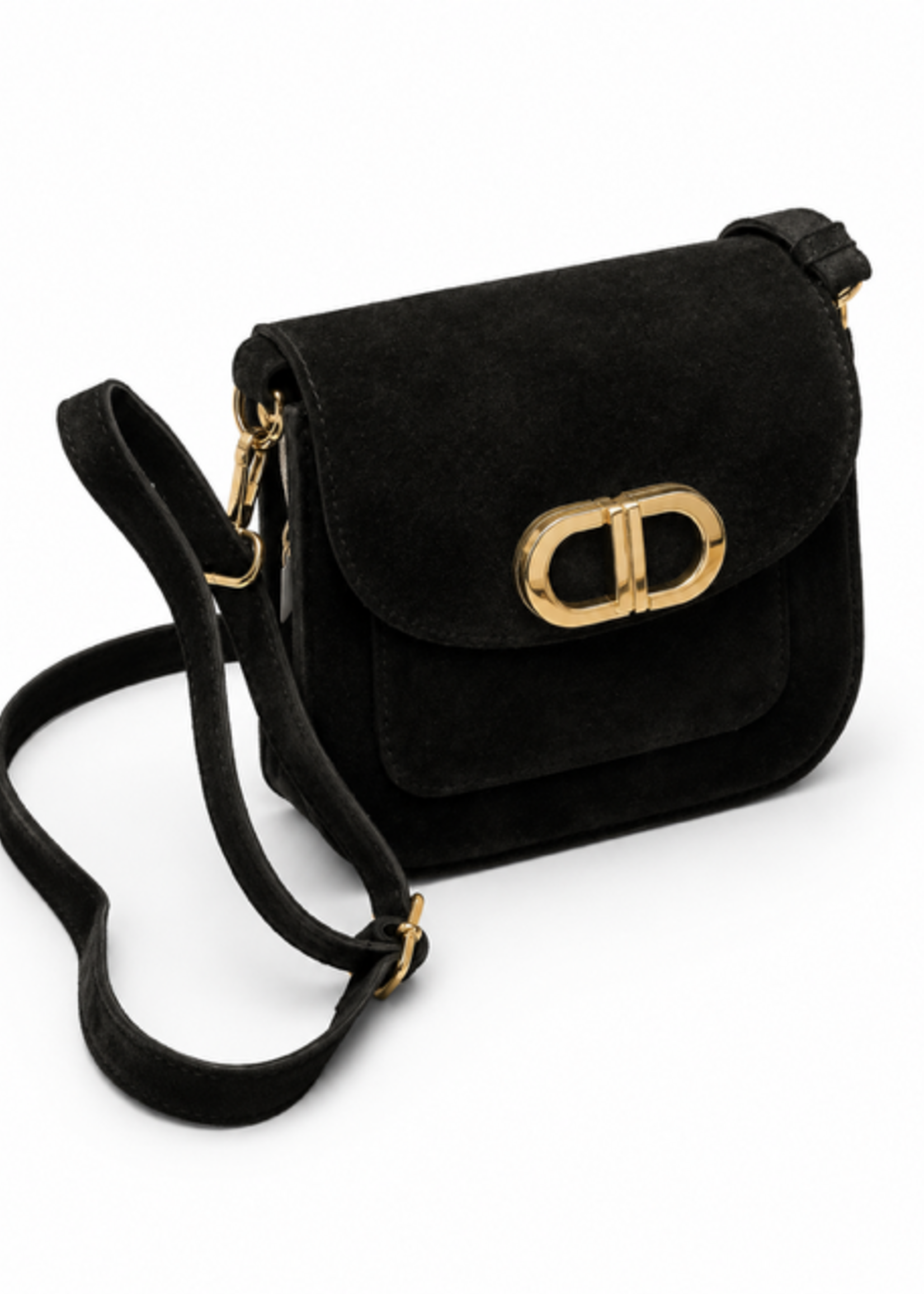 TASSEN/RIEMEN/ 2026 Black suede Tasje |Angie