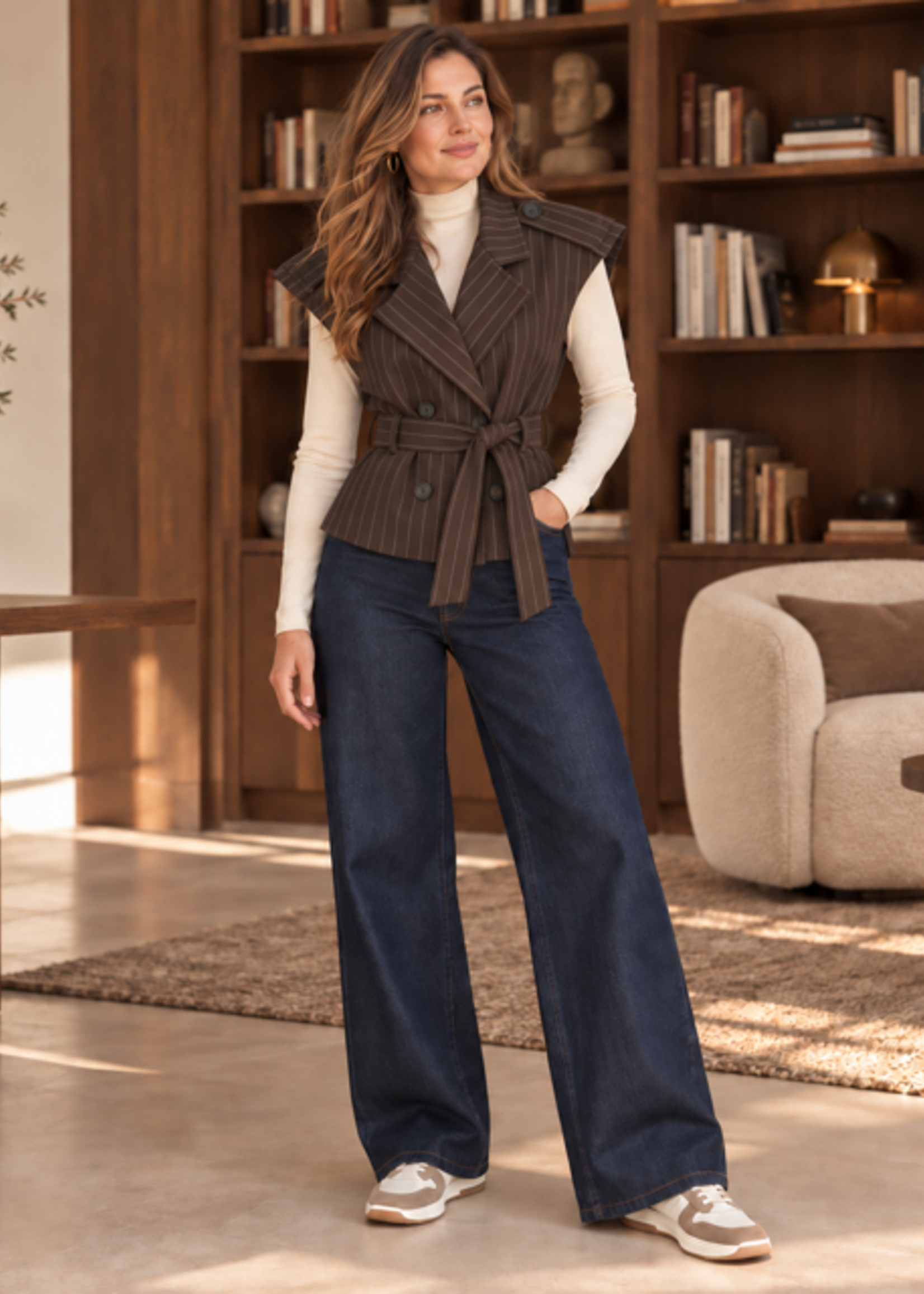 INKOOP NAJAAR/ WINTER 2026 Gilet Brown Stripe