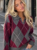 INKOOP NAJAAR/ WINTER 2026 Trui Ruit Bordeaux