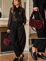 INKOOP NAJAAR/ WINTER 2026 Zwart kanten blouse strik