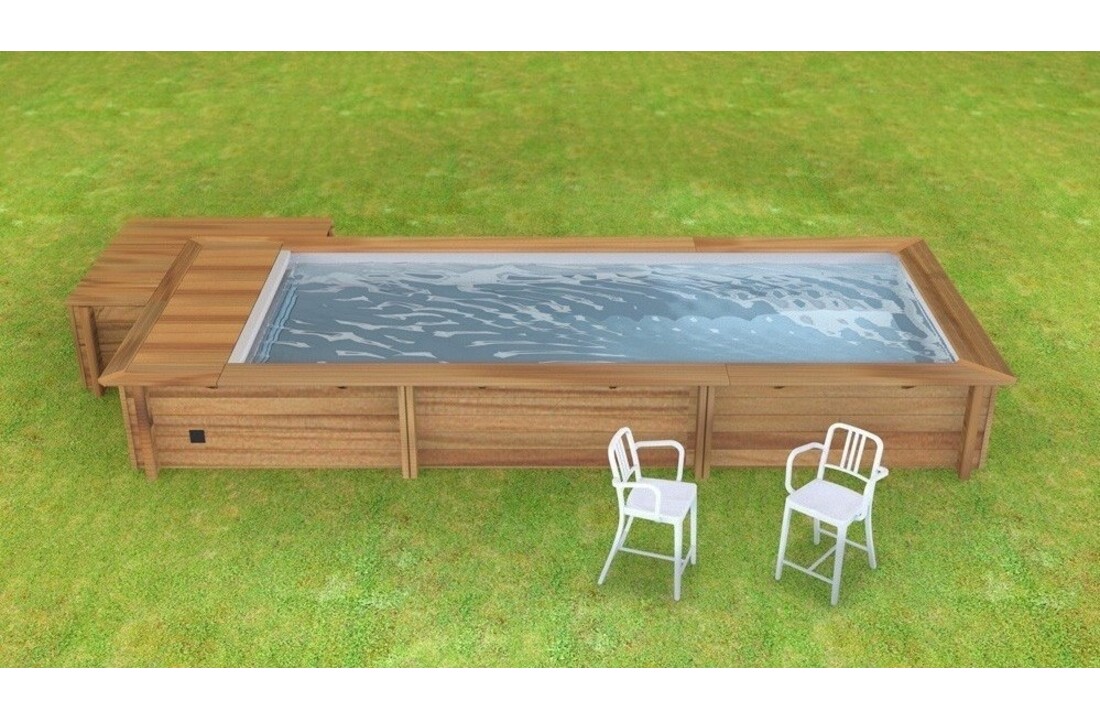 Houten Urban Stadszwembad 6.00 x 2.50 x 1.33 Met Automatisch Rolluik