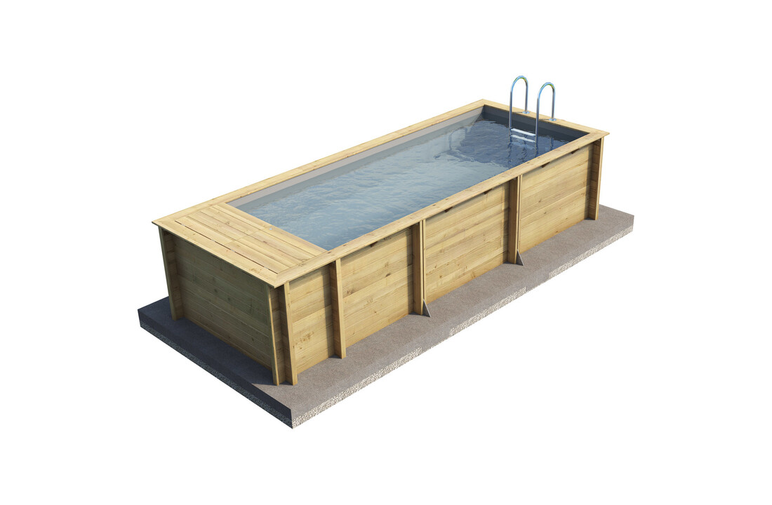 Houten Urban Stadszwembad 6.00 x 2.50 x 1.33 Met Automatisch Rolluik