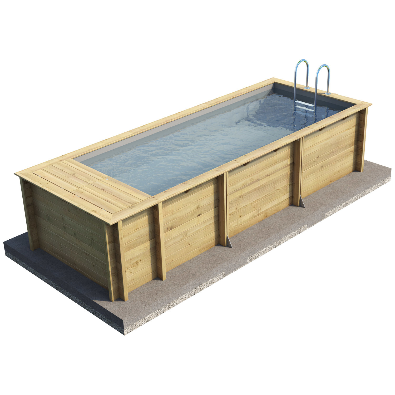 Houten Urban Stadszwembad 6.00 x 2.50 x 1.33 Met Automatisch Rolluik
