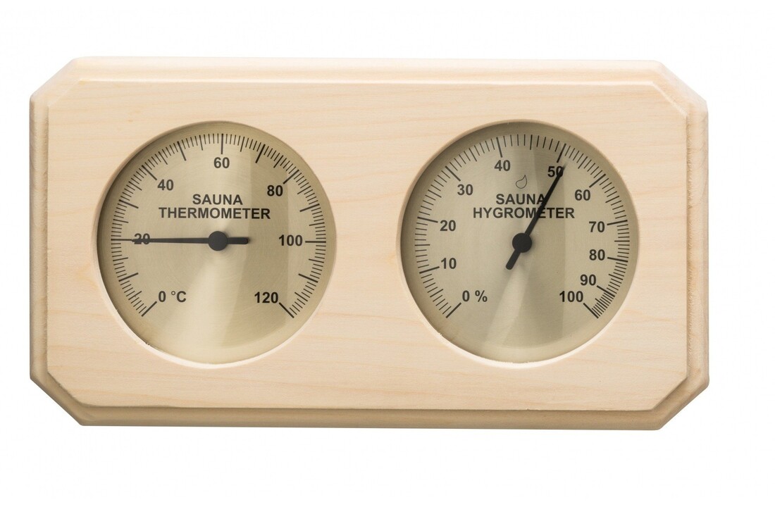 Thermo-Hygrometer Pine horizontaal 255x140mm