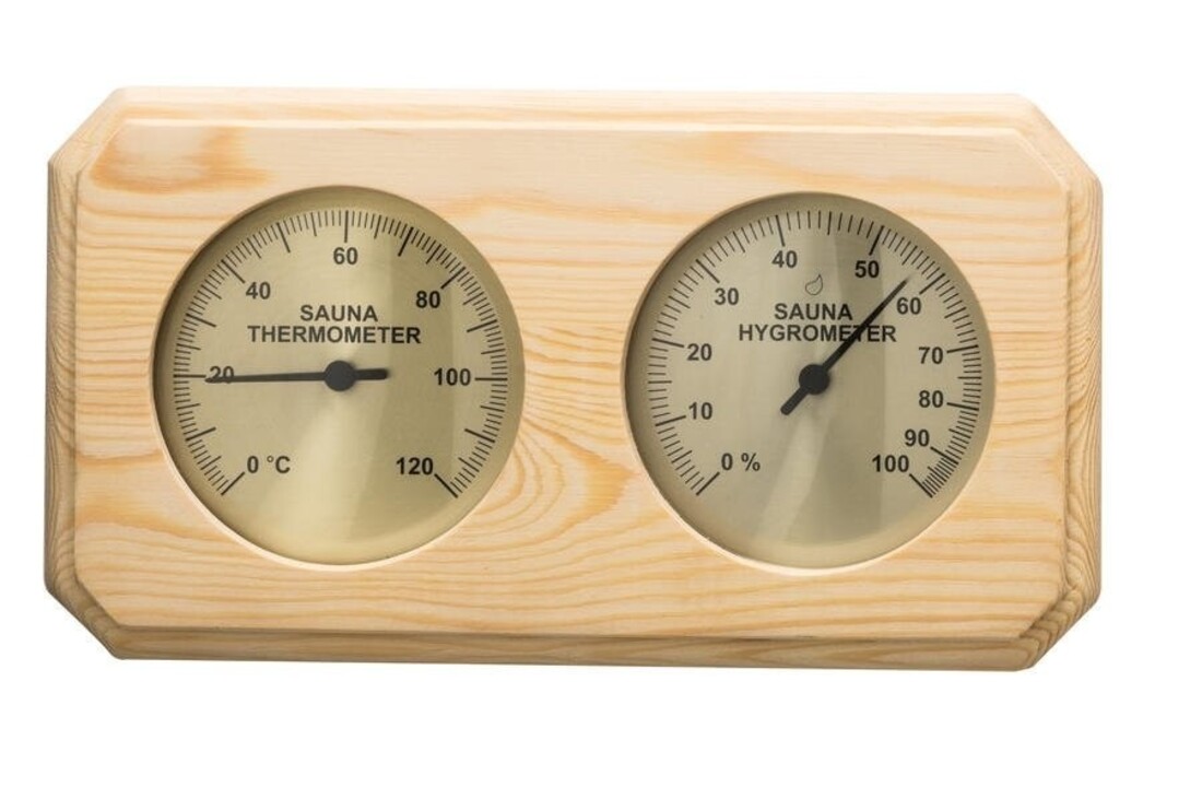 Thermo-Hygrometer Pine horizontaal 255x140mm