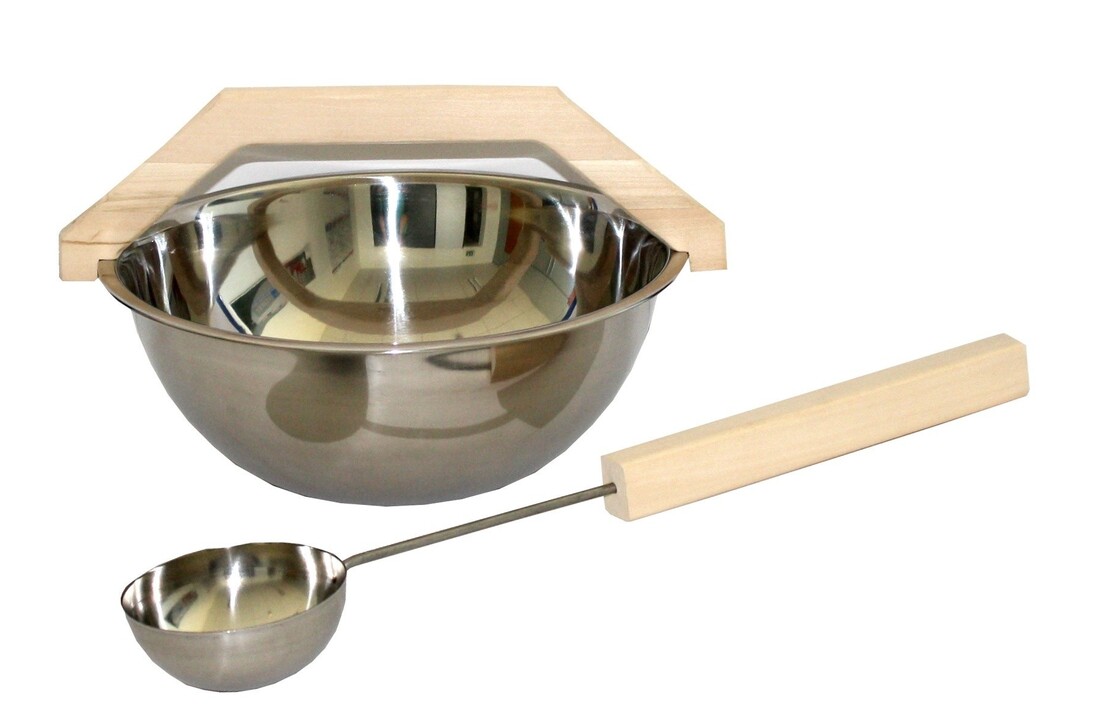 Sauna Emmer en Lepel set in RVS 4.5 Liter