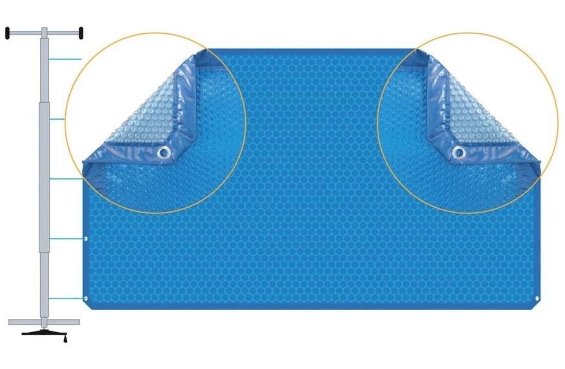 Zomerafdekking Quatro 400 micron Blauw/Zilver - A vorm