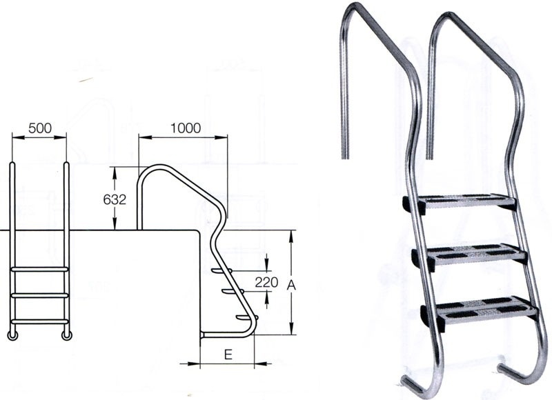Easy Access Zwembadtrap 3-treden AISI 316