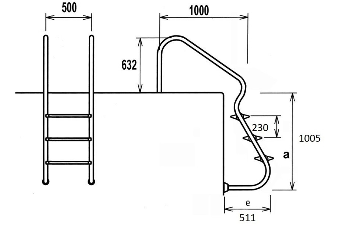 Easy Access Zwembadtrap 3-treden AISI 316