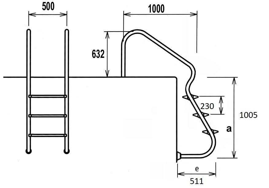 Easy Access Zwembadtrap 3-treden AISI 316