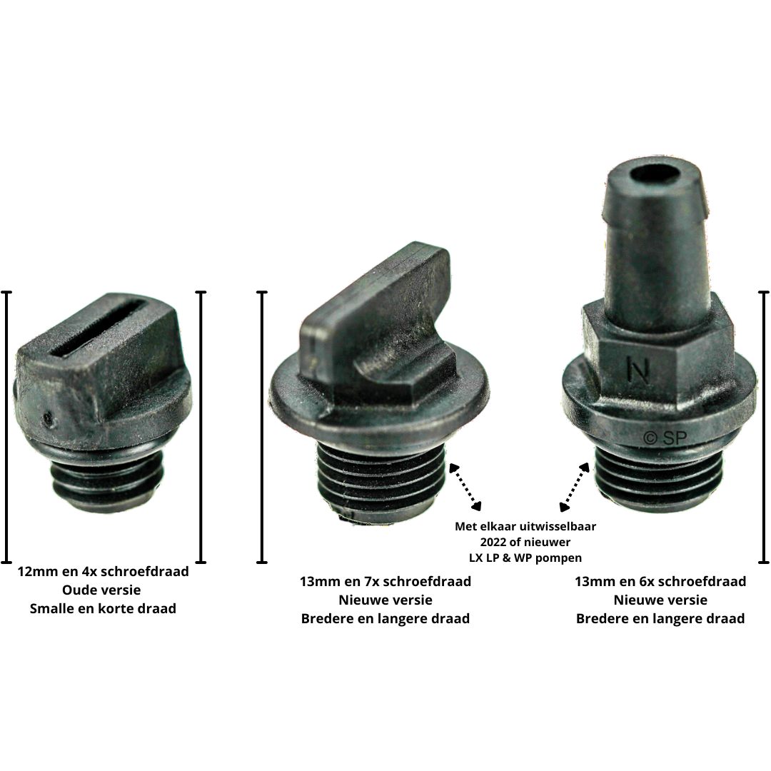 LX Pomphuis Aftapplug Ontluchtingsnippel 12 - 13mm