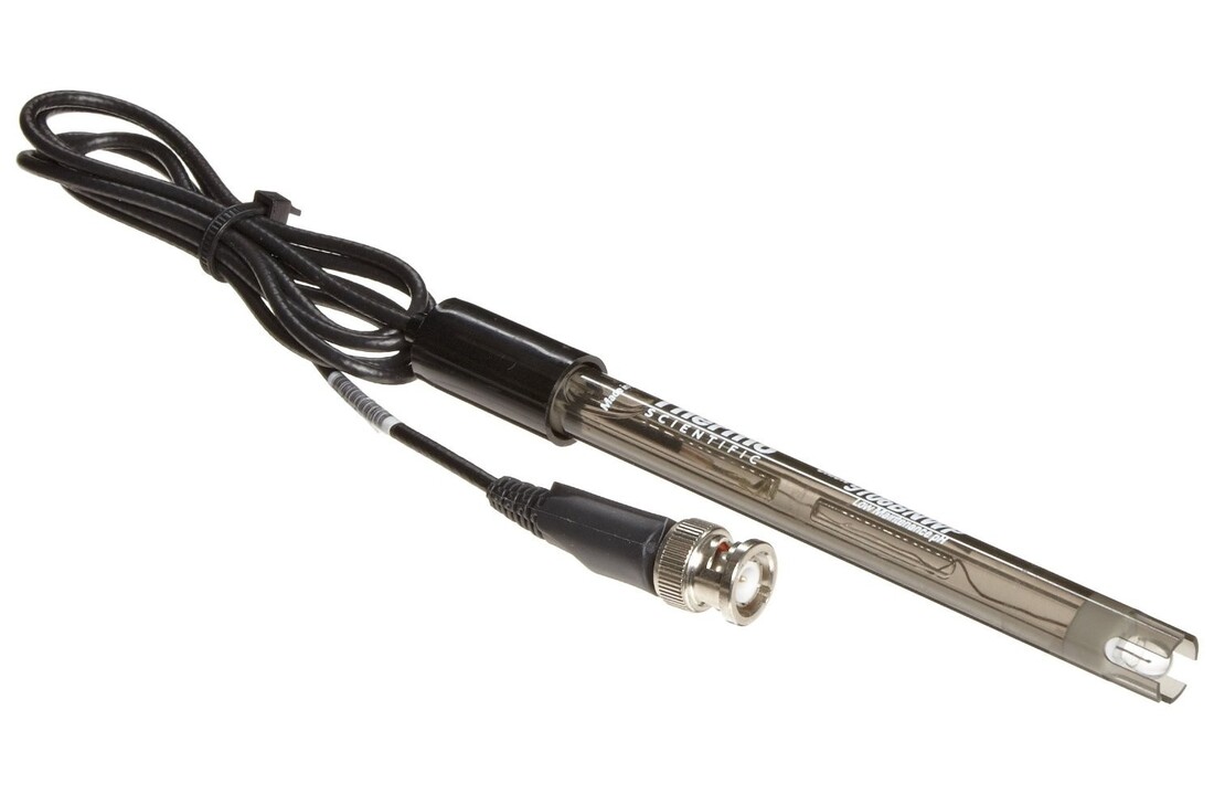 pH electrode 120 x12 mm met 1 meter aansluitkabel BNC
