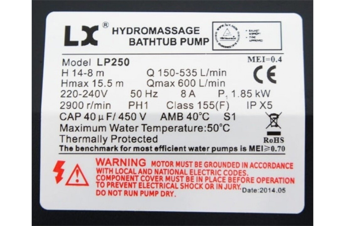 LX LP250 massage pomp Jacuzzi 1,85 kW