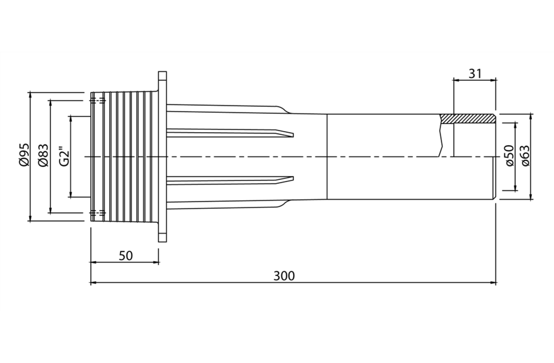 MTS wanddoorvoer / muurdoorvoer 300mm