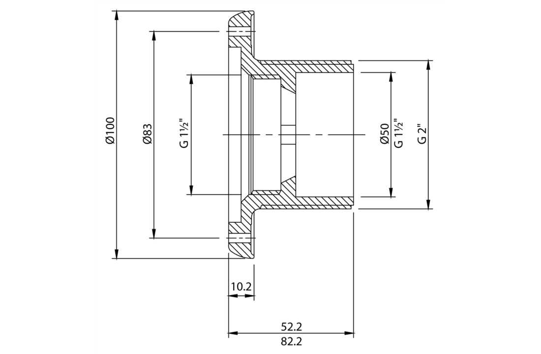 MTS Inlaatfitting ABS 2" buitendraad 40 mm Beton Baden - 3 kleuren