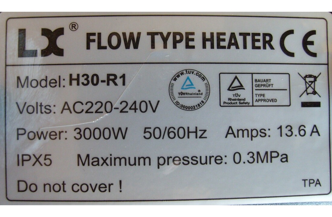 LX H30-R1 3.0KW 1.5 inch Spa Heater (recht model)