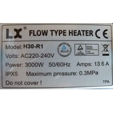 LX H30-R1 3.0KW 1.5 inch Spa Heater (recht model)