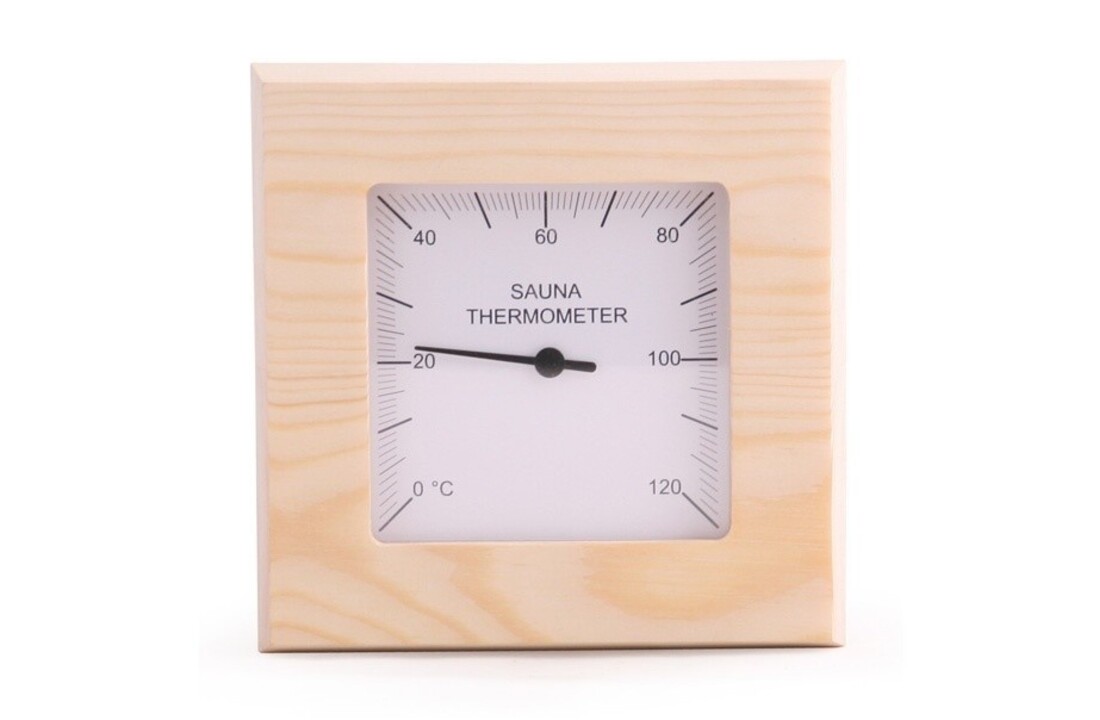Sauna Thermometer Vierkant Pine Wood