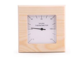 Sauna Thermometer Vierkant Pine Wood