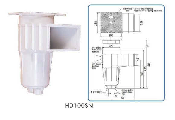 Certikin HD100 Skimmer voor Beton en Tegelbaden