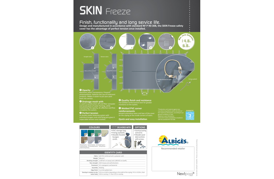 Zwembad Winterzeil PVC 550gr/m2 Skin Freeze A-vormen