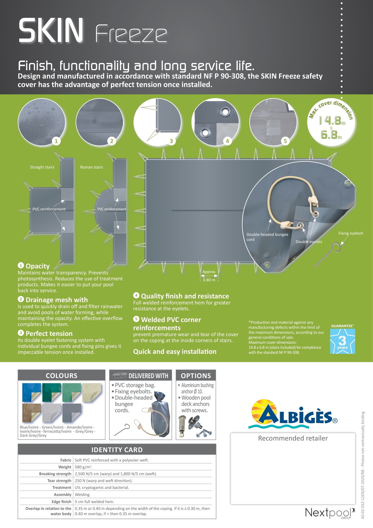 Zwembad Winterzeil PVC 550gr/m2 Skin Freeze A-vormen