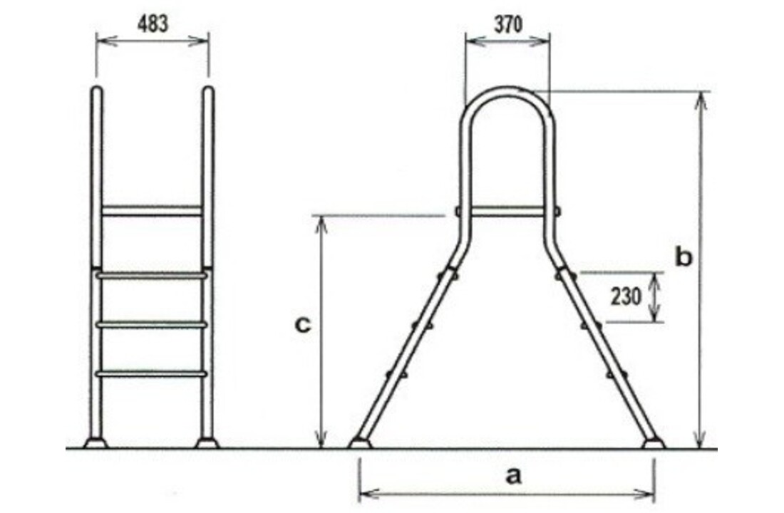 Zwembadtrap A-Frame 5 + 5 Treden AISI 304