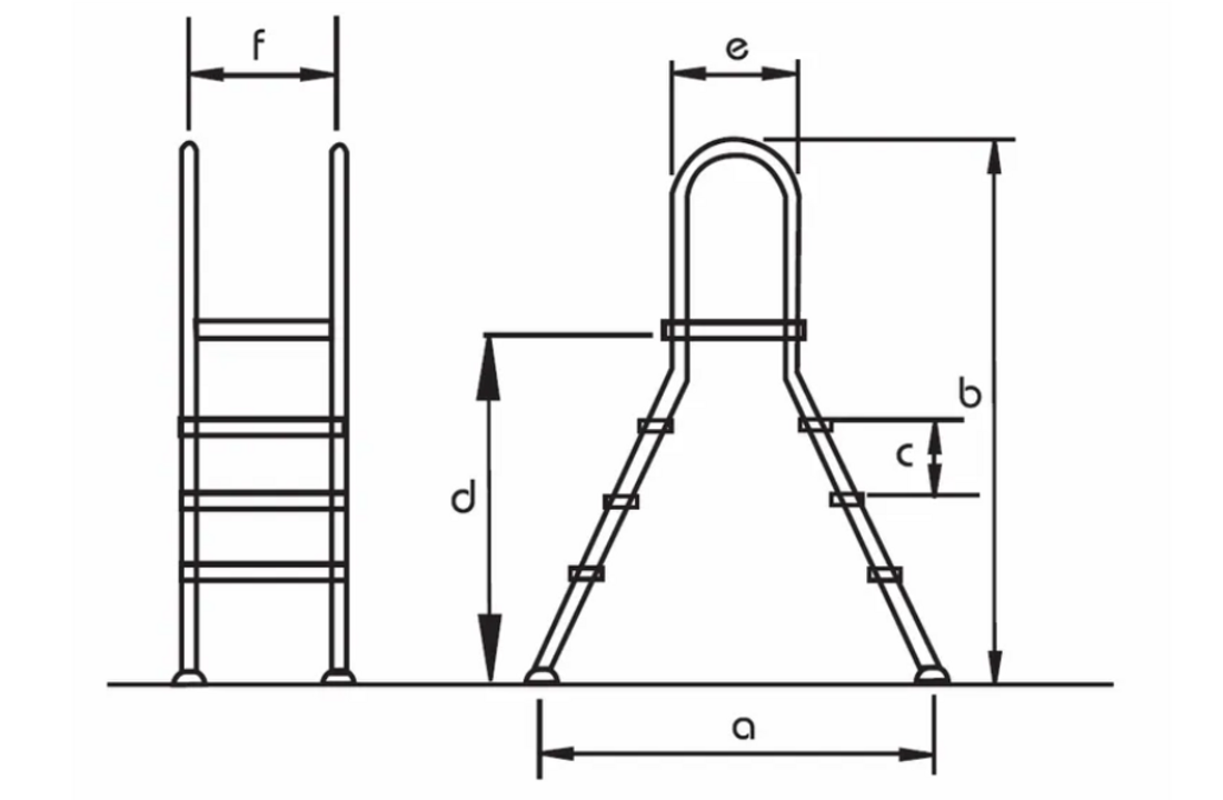 Zwembadtrap A-Frame 4 + 4 Treden AISI 304