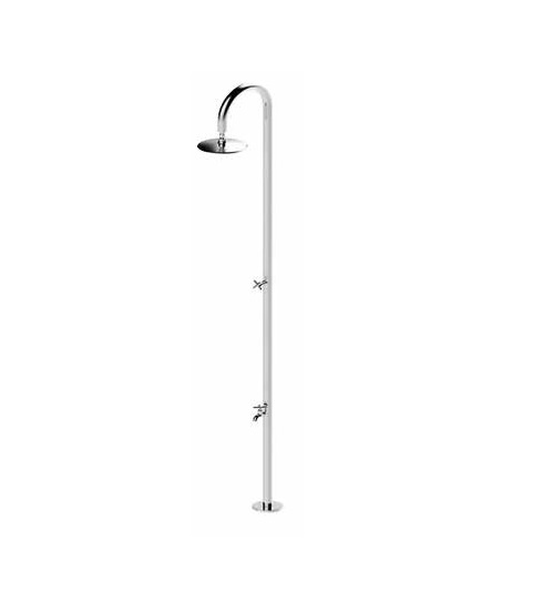 Eenvoudige RVS Buiten douche met voetspoeler