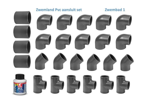 Zwembad Pvc Druk Hulpstukken 16 Bar 50 mm Set 1