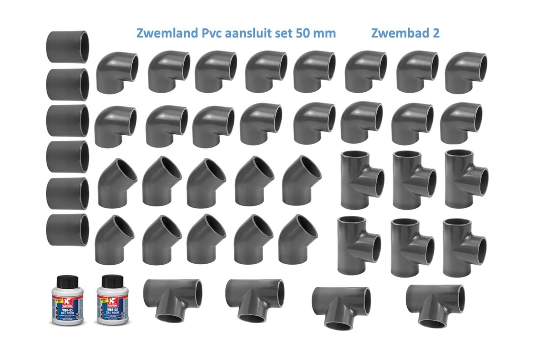 Zwembad Pvc Druk Hulpstukken 16 Bar 50 mm Set 2