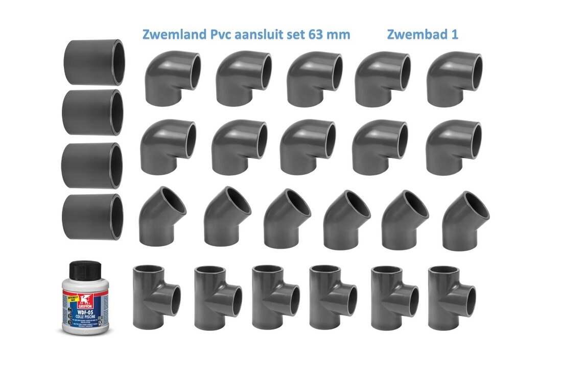 Zwembad Pvc Druk Hulpstukken 16 Bar 63 mm Set 1